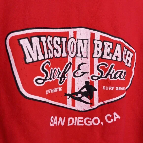 Retro Pacific & Co Surf Shop Red Pullover Hoodie Unisex Large - Picture 11 of 14